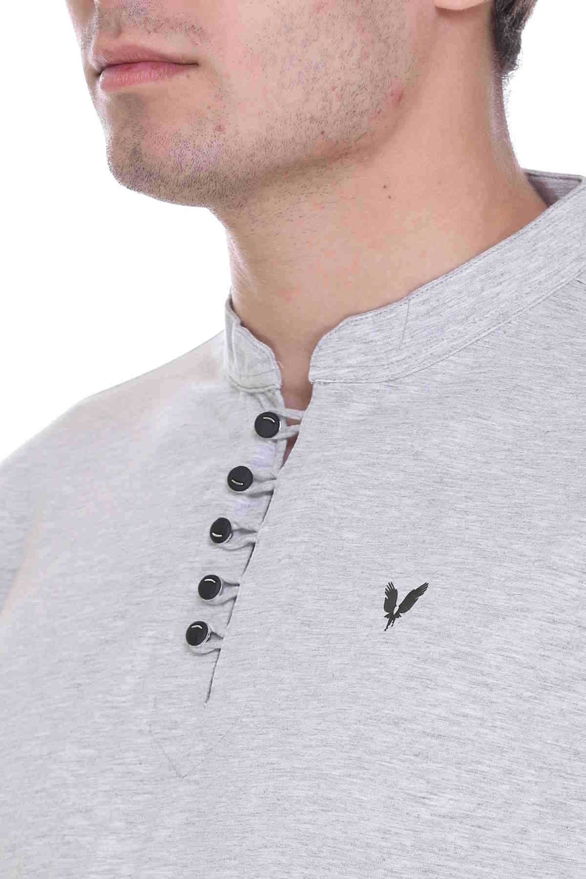 Light Grey Premium Cotton Lycra Solid Kurta for Men