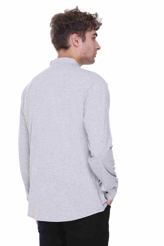 Light Grey Premium Cotton Lycra Solid Kurta for Men