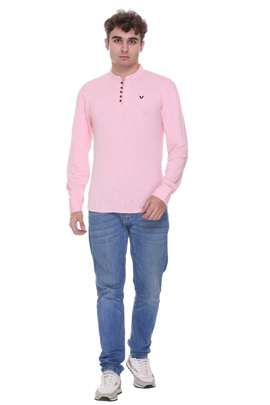 Pink Premium Cotton Lycra Solid Kurta for Men