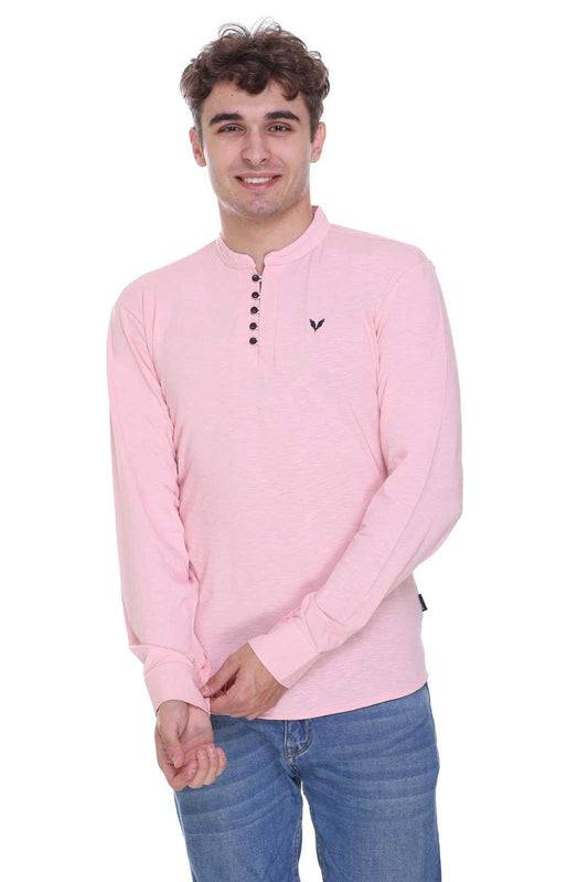 Pink Premium Cotton Lycra Solid Kurta for Men