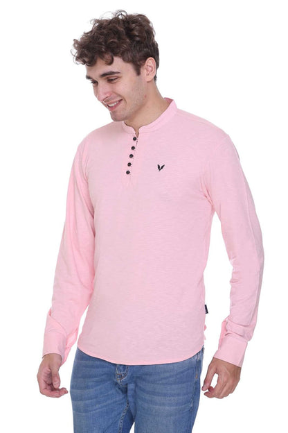 Pink Premium Cotton Lycra Solid Kurta for Men