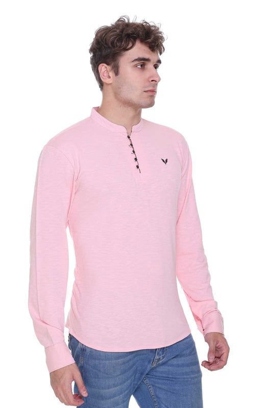 Pink Premium Cotton Lycra Solid Kurta for Men