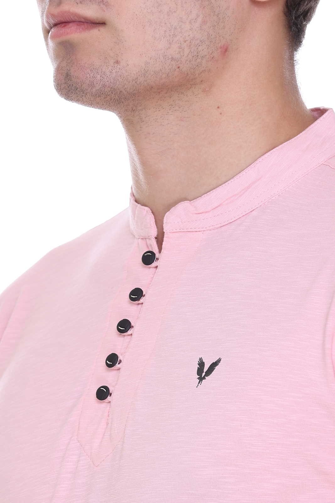 Pink Premium Cotton Lycra Solid Kurta for Men
