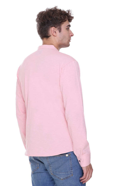 Pink Premium Cotton Lycra Solid Kurta for Men