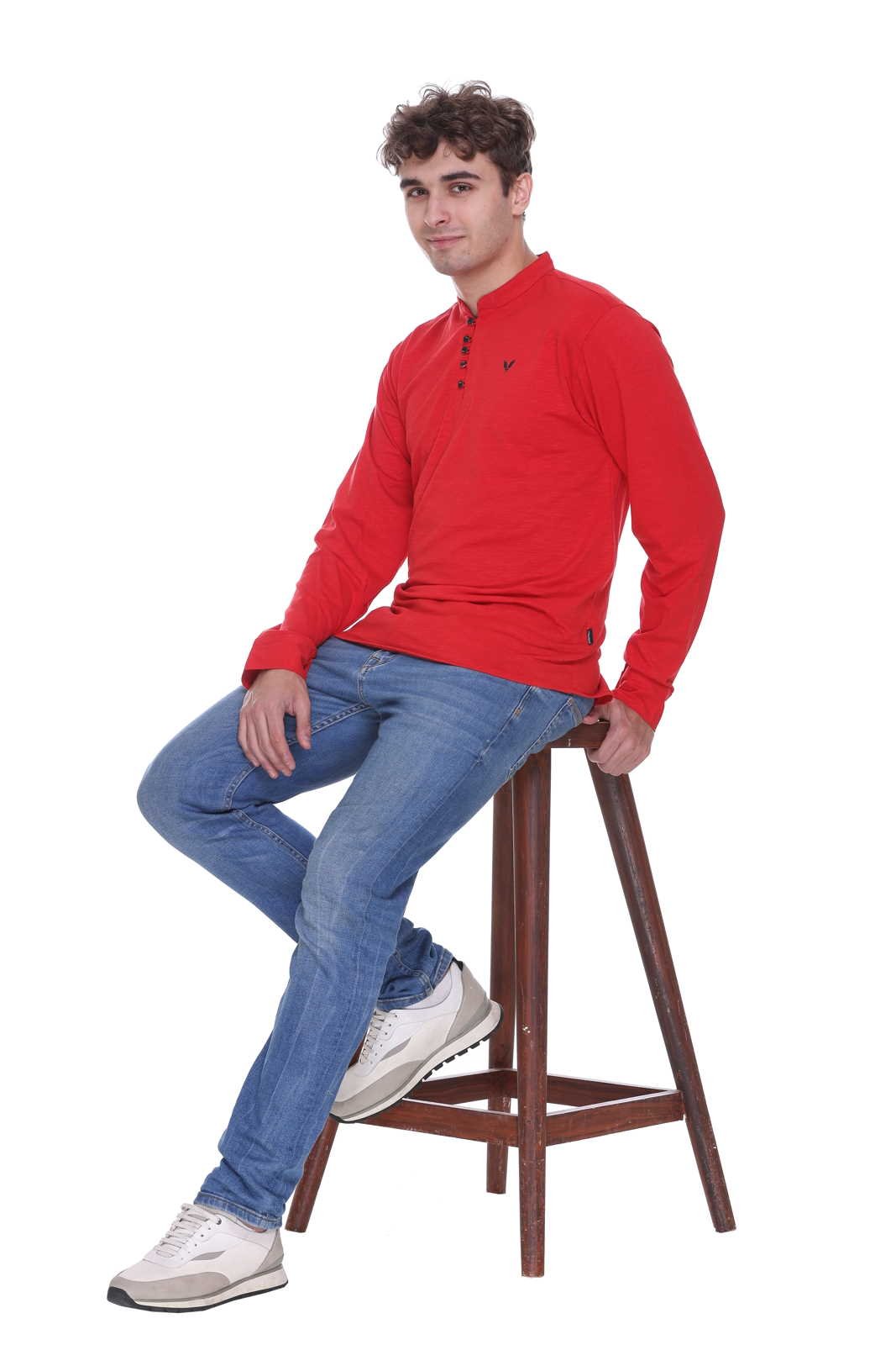 Red Premium Cotton Lycra Solid Kurta for Men