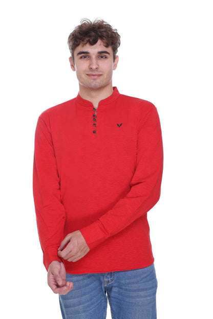 Red Premium Cotton Lycra Solid Kurta for Men
