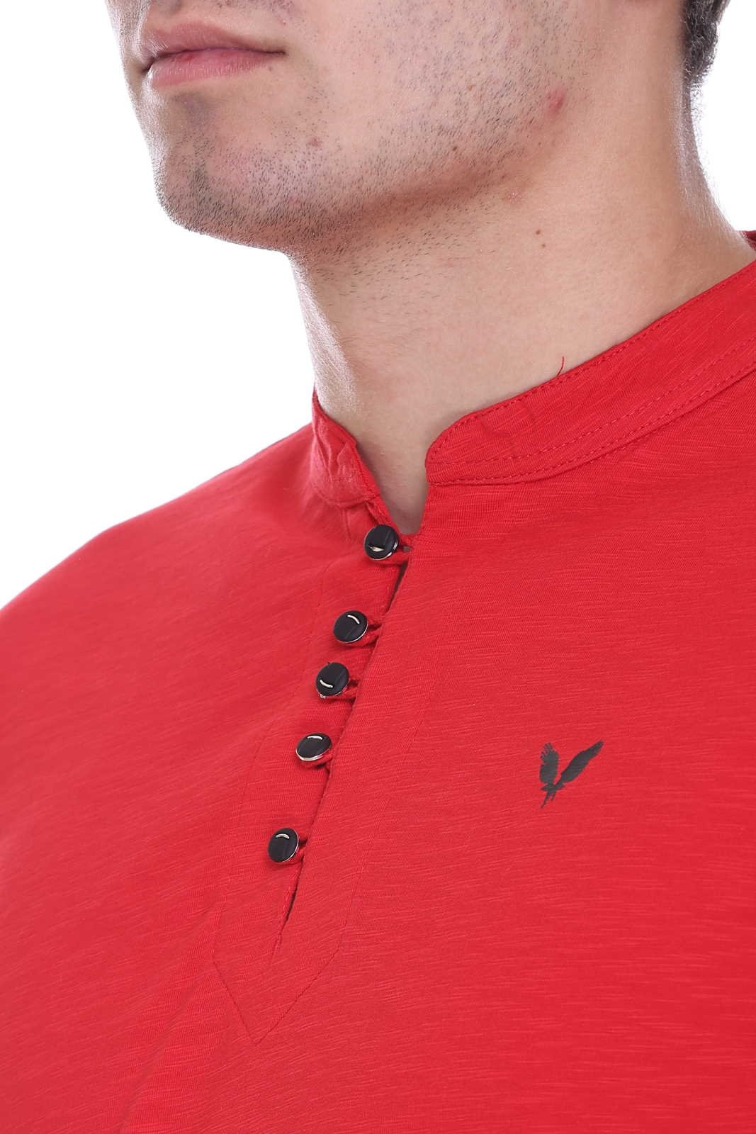Red Premium Cotton Lycra Solid Kurta for Men