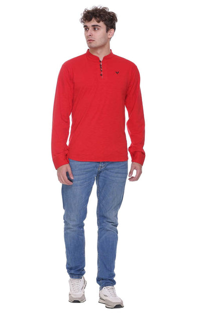 Red Premium Cotton Lycra Solid Kurta for Men