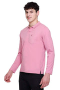 Onion Solid Cotton Full Sleeve Polo T Shirts Men