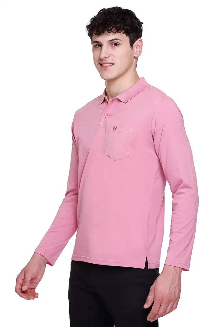Onion Solid Cotton Full Sleeve Polo T Shirts Men