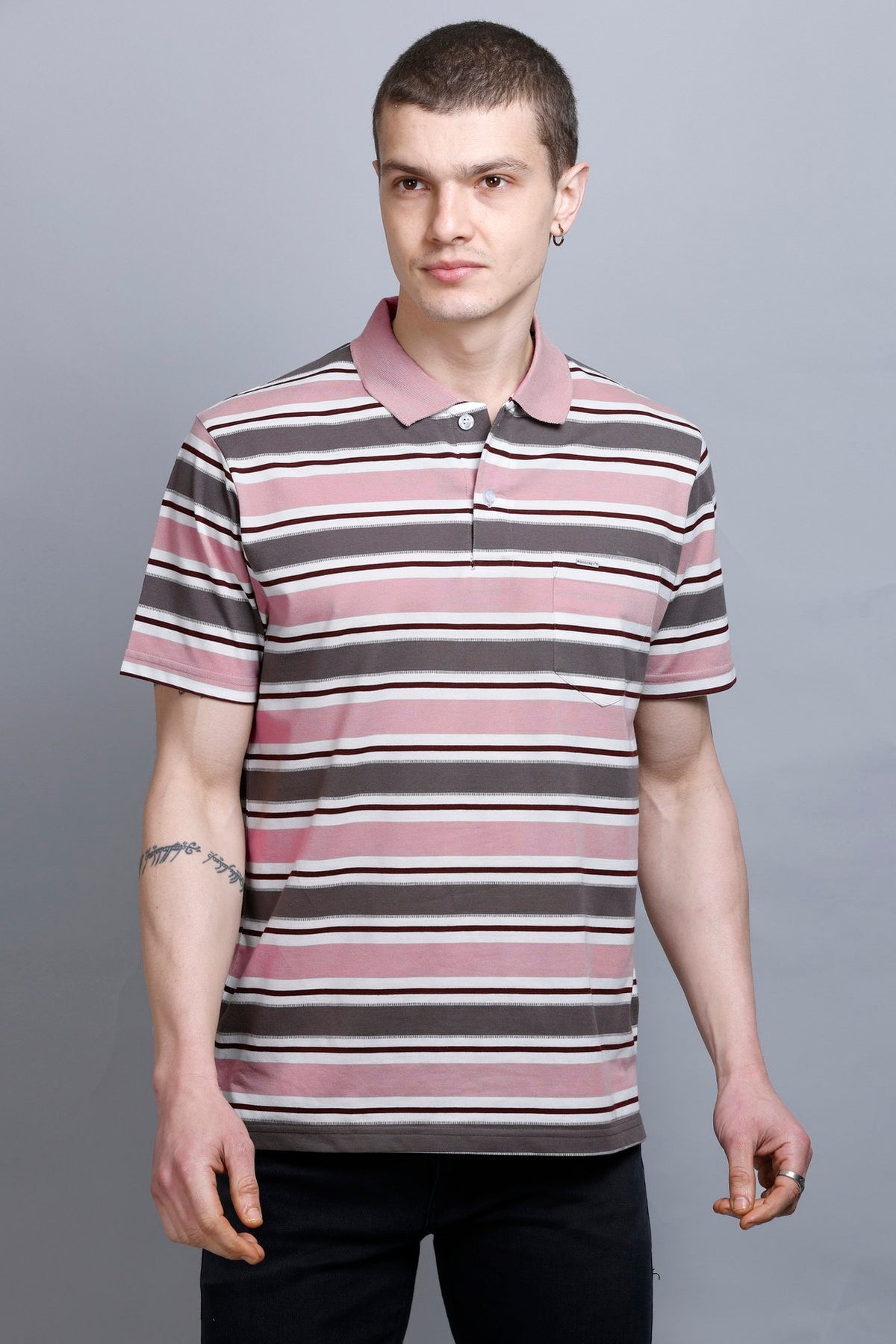 Onion Striped Half Sleeve Men Polo tshirt With Pocket