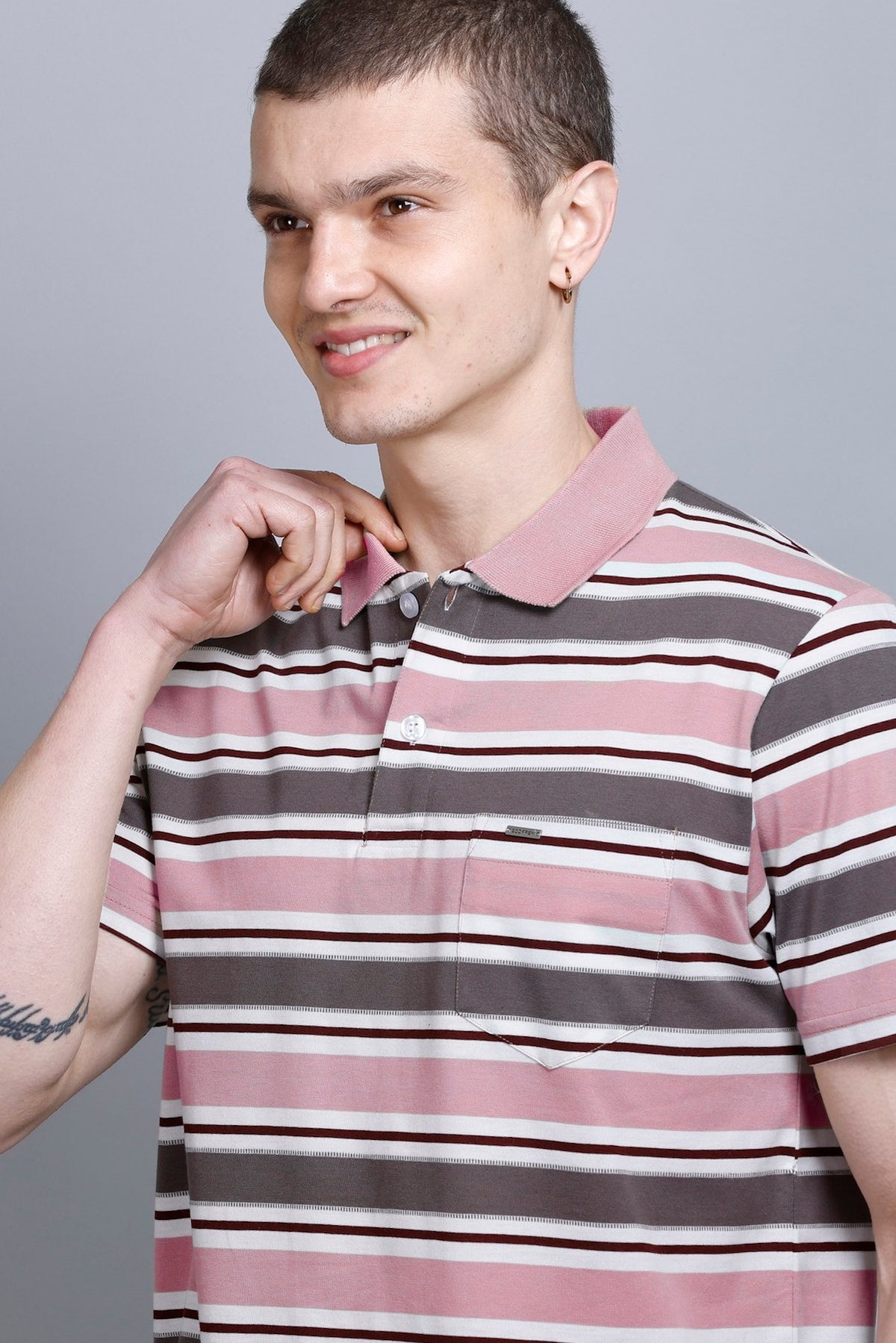 Onion Striped Half Sleeve Men Polo tshirt With Pocket
