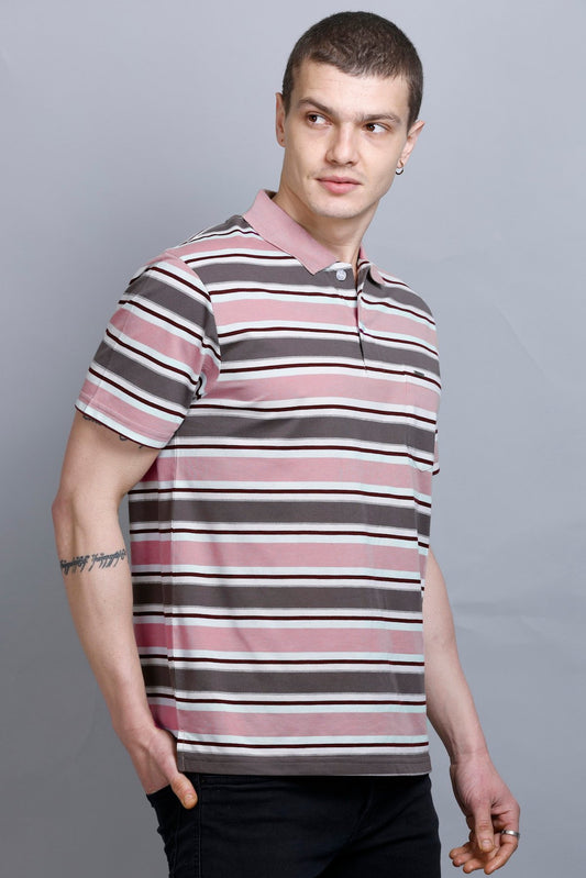 Onion Striped Half Sleeve Men Polo tshirt With Pocket