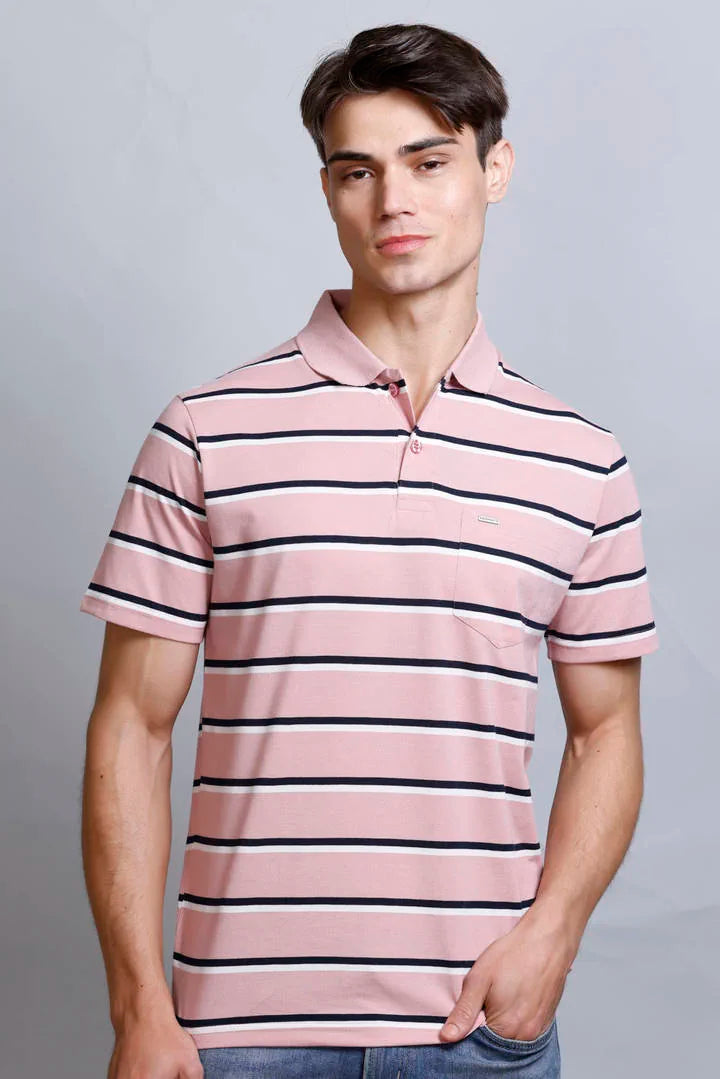 Onion Striped Half Sleeve Polo T-Shirt With Pocket