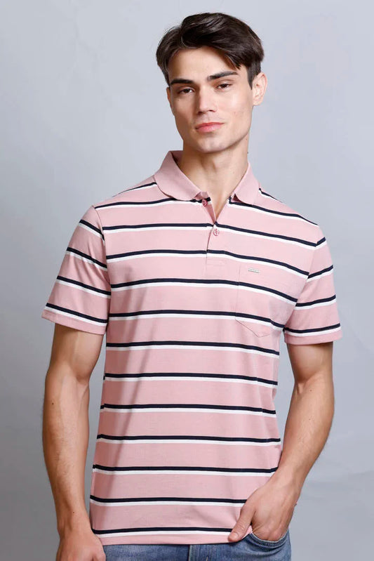 Onion Striped Half Sleeve Polo T-Shirt With Pocket
