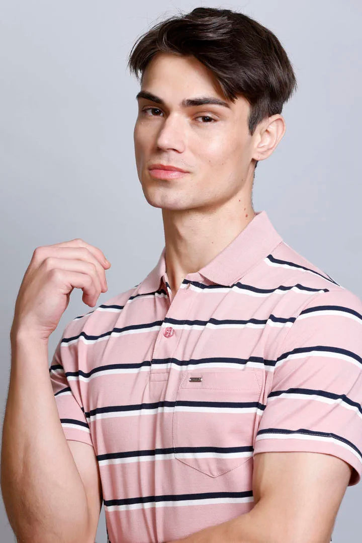 Onion Striped Half Sleeve Polo T-Shirt With Pocket