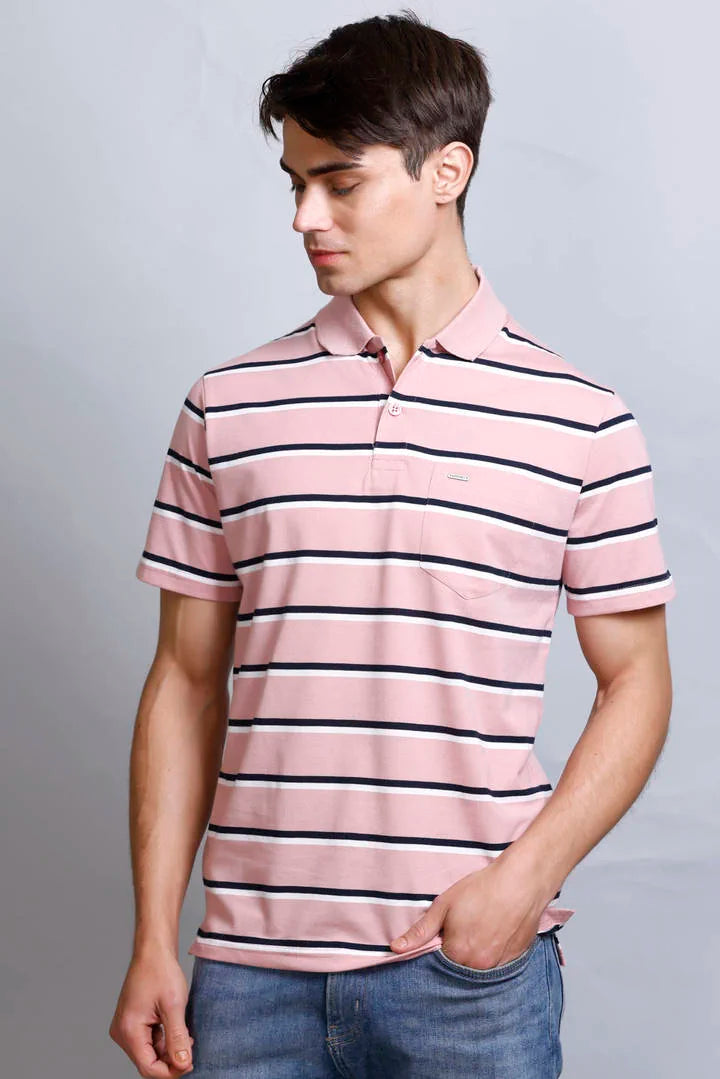 Onion Striped Half Sleeve Polo T-Shirt With Pocket