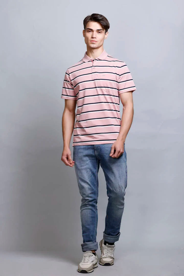 Onion Striped Half Sleeve Polo T-Shirt With Pocket