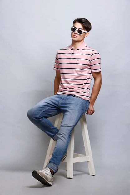 Onion Striped Half Sleeve Polo T-Shirt With Pocket