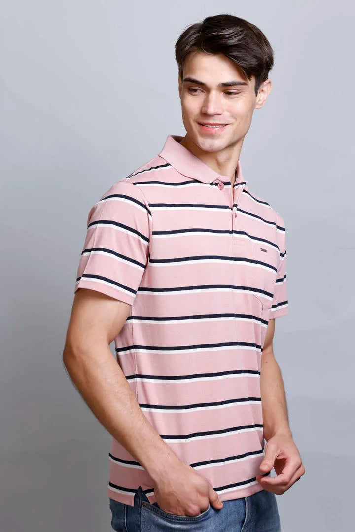 Onion Striped Half Sleeve Polo T-Shirt With Pocket