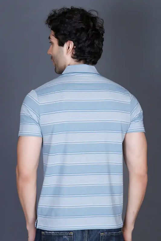 Iceberg Blue Half Sleeve Polo T-Shirt for Men With Pocket