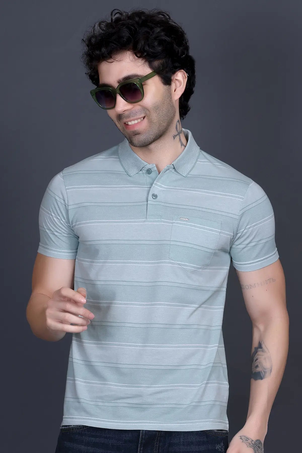 Sea Green Half Sleeve Polo T-Shirt for Men With Pocket