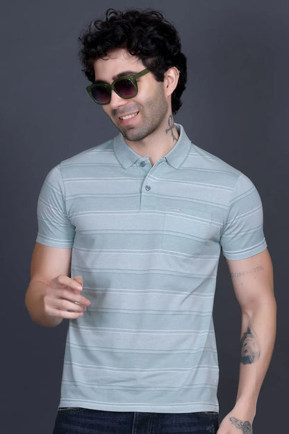 Sea Green Half Sleeve Polo T-Shirt for Men With Pocket
