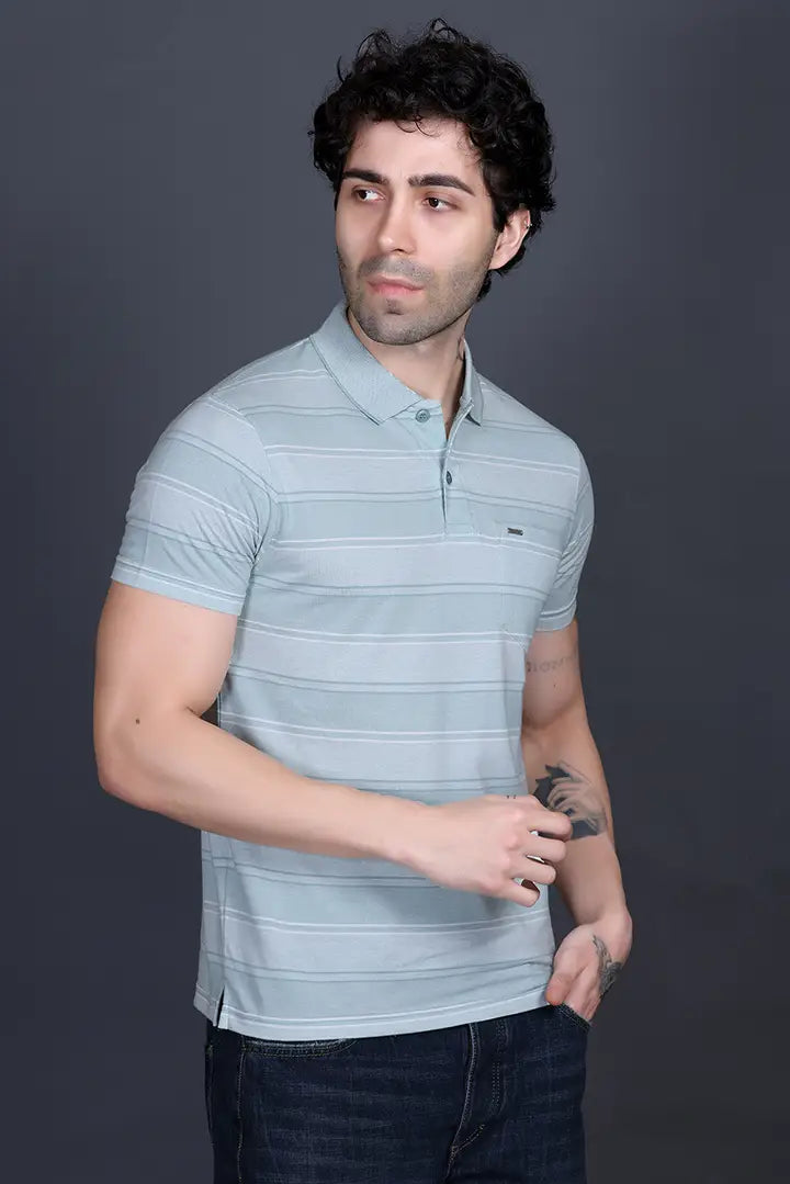 Sea Green Half Sleeve Polo T-Shirt for Men With Pocket