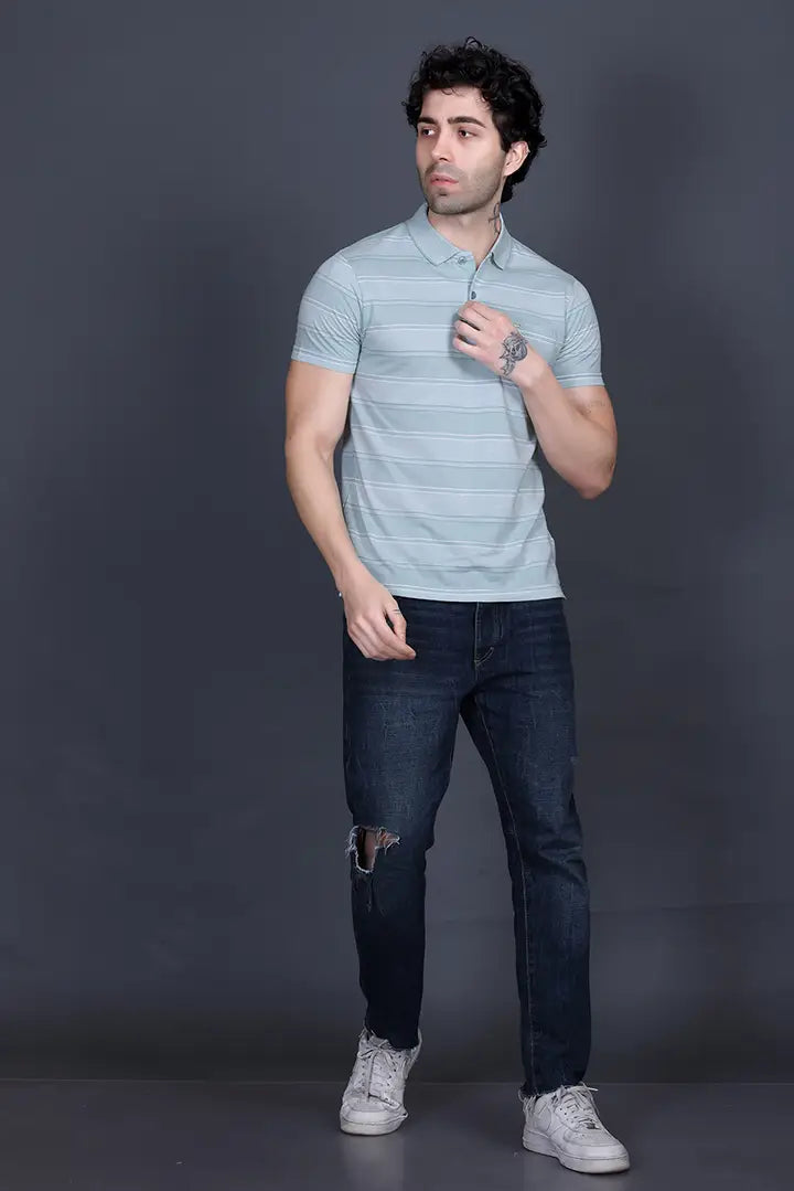 Sea Green Half Sleeve Polo T-Shirt for Men With Pocket