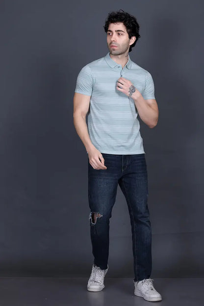 Sea Green Half Sleeve Polo T-Shirt for Men With Pocket