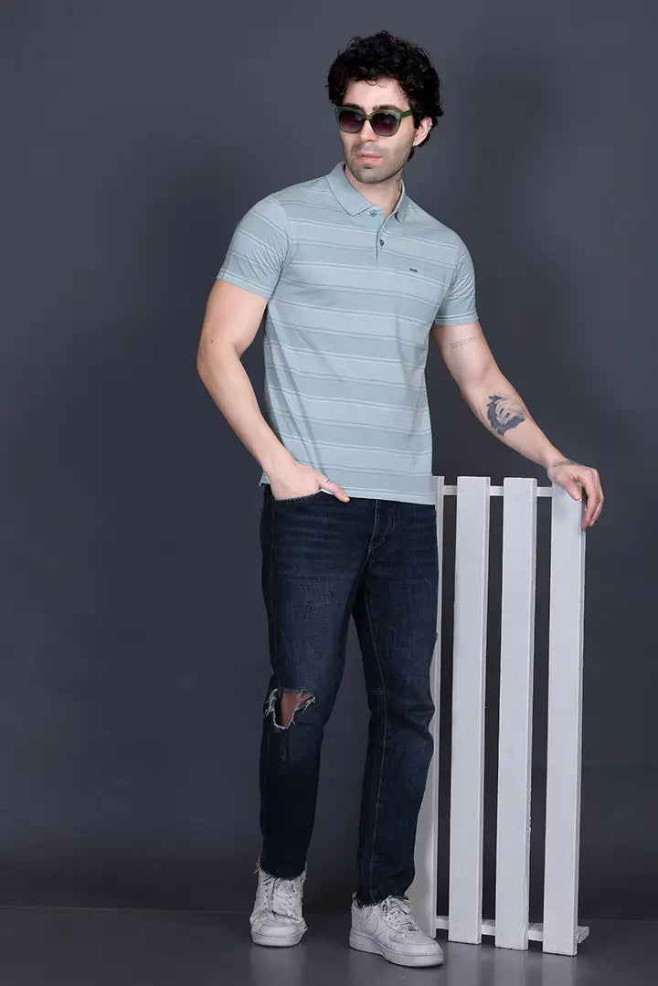 Sea Green Half Sleeve Polo T-Shirt for Men With Pocket