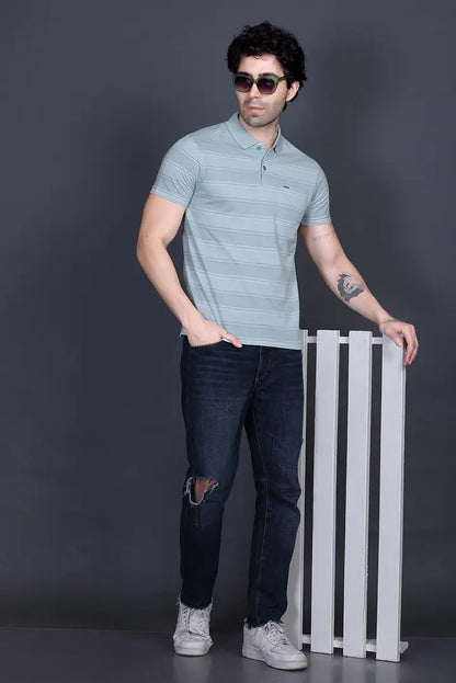 Sea Green Half Sleeve Polo T-Shirt for Men With Pocket