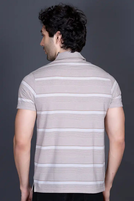 Sand Stone Half Sleeve Polo T-Shirt for Men With Pocket