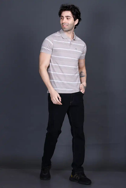 Sand Stone Half Sleeve Polo T-Shirt for Men With Pocket