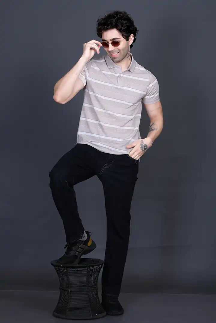 Sand Stone Half Sleeve Polo T-Shirt for Men With Pocket