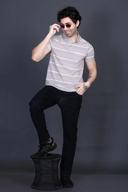 Sand Stone Half Sleeve Polo T-Shirt for Men With Pocket
