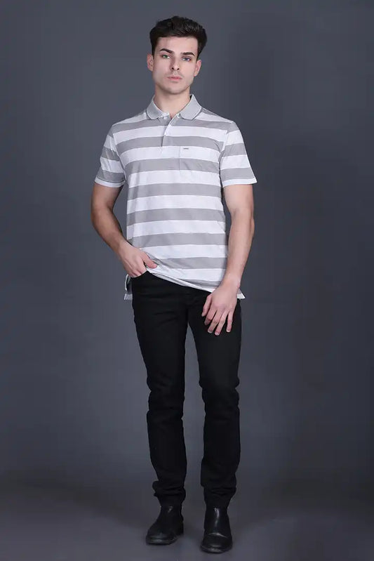 Smoke Green Half Sleeve Polo T-Shirt for Men With Pocket