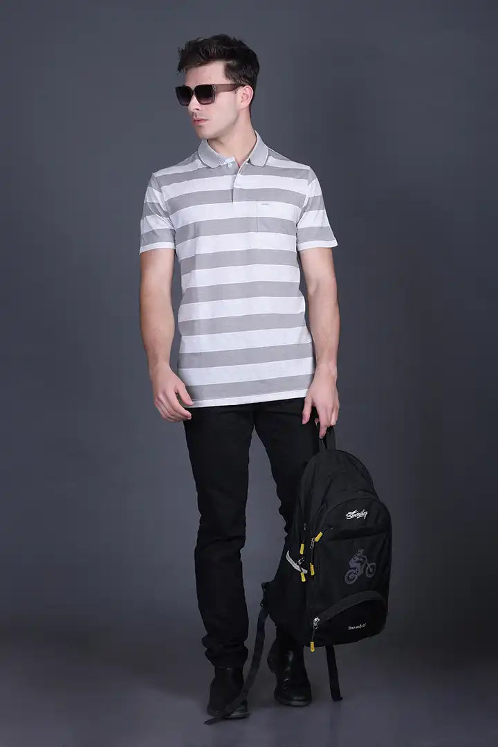 Smoke Green Half Sleeve Polo T-Shirt for Men With Pocket