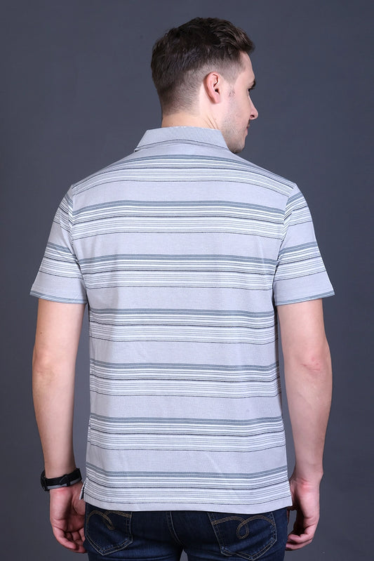 Light Grey Half Sleeve Polo T-Shirt for Men