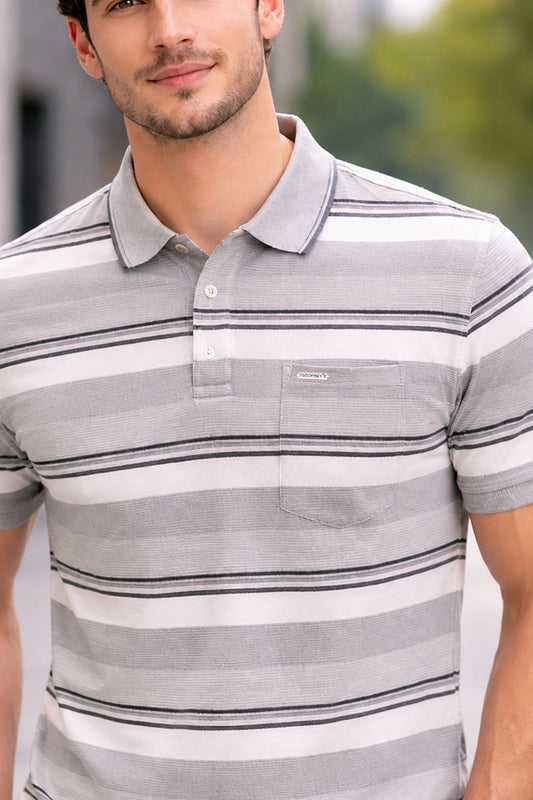 Beige Half Sleeve Polo T-Shirt for Men