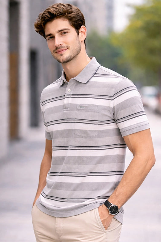 Beige Half Sleeve Polo T-Shirt for Men