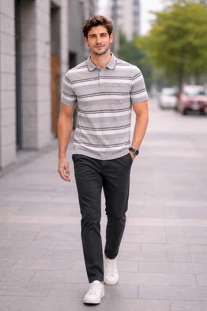 Beige Half Sleeve Polo T-Shirt for Men