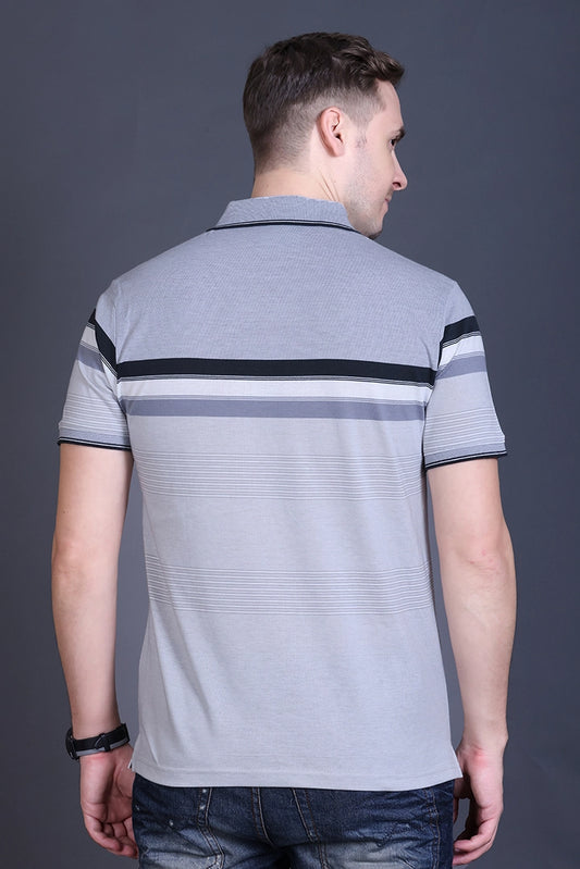 Light Grey Half Sleeve Polo T-Shirt for Men