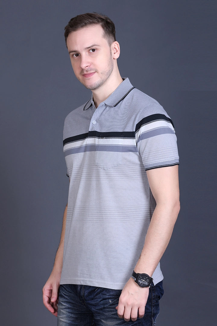 Light Grey Half Sleeve Polo T-Shirt for Men