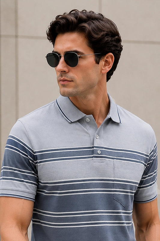 Denim Half Sleeve Polo T-Shirt for Men