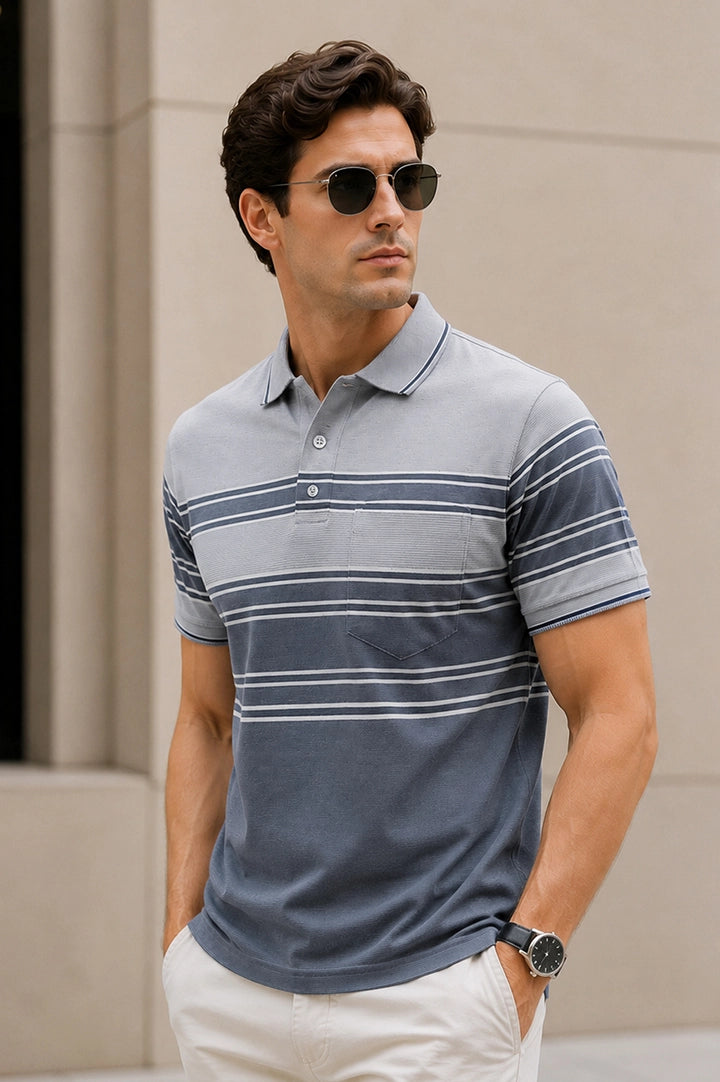Denim Half Sleeve Polo T-Shirt for Men