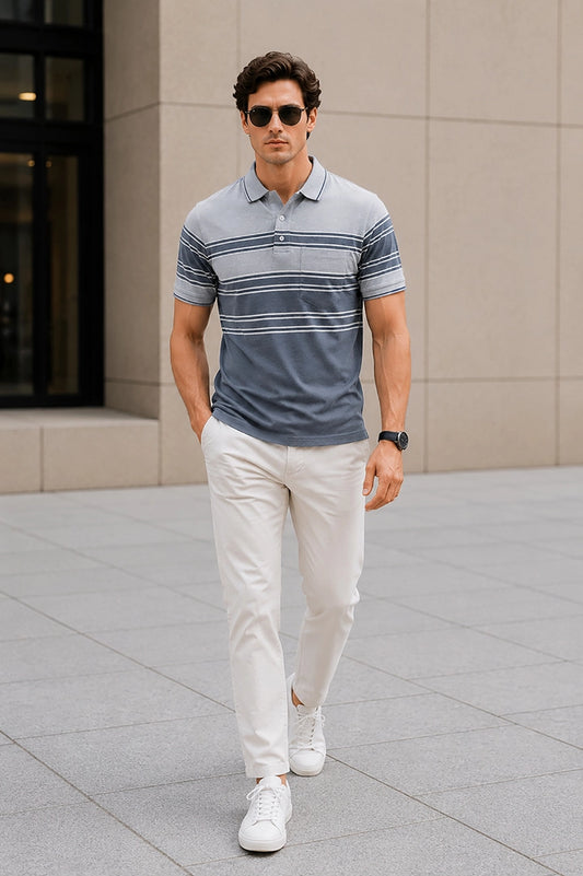 Denim Half Sleeve Polo T-Shirt for Men