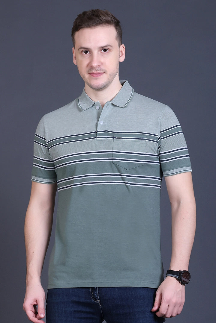 Roasted Green Half Sleeve Polo T-Shirt for Men