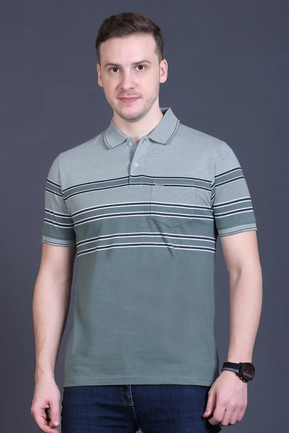 Roasted Green Half Sleeve Polo T-Shirt for Men