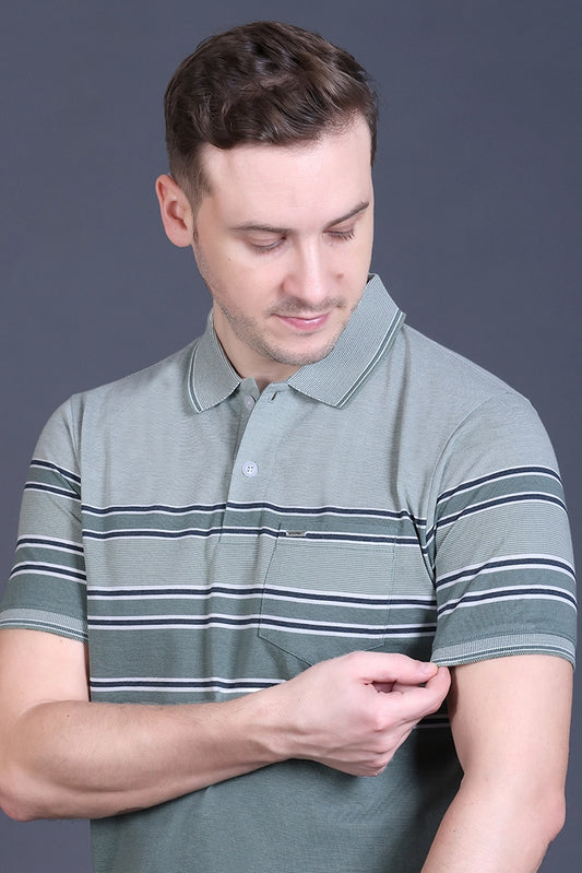 Roasted Green Half Sleeve Polo T-Shirt for Men